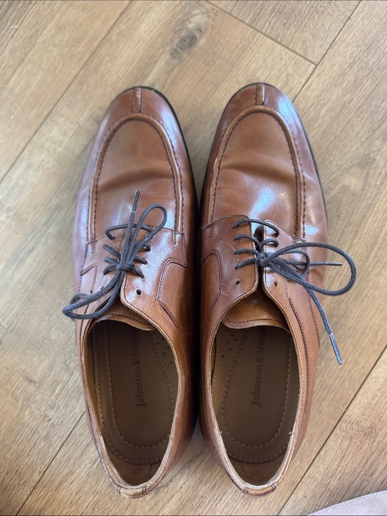Johnston & Murphy Tan Brown Leather Apron-Toe Derby Shoes main image 5